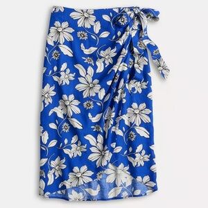 Women's Sonoma Goods For Life Blue Floral Tropical Linen Wrap Skirt Size XS